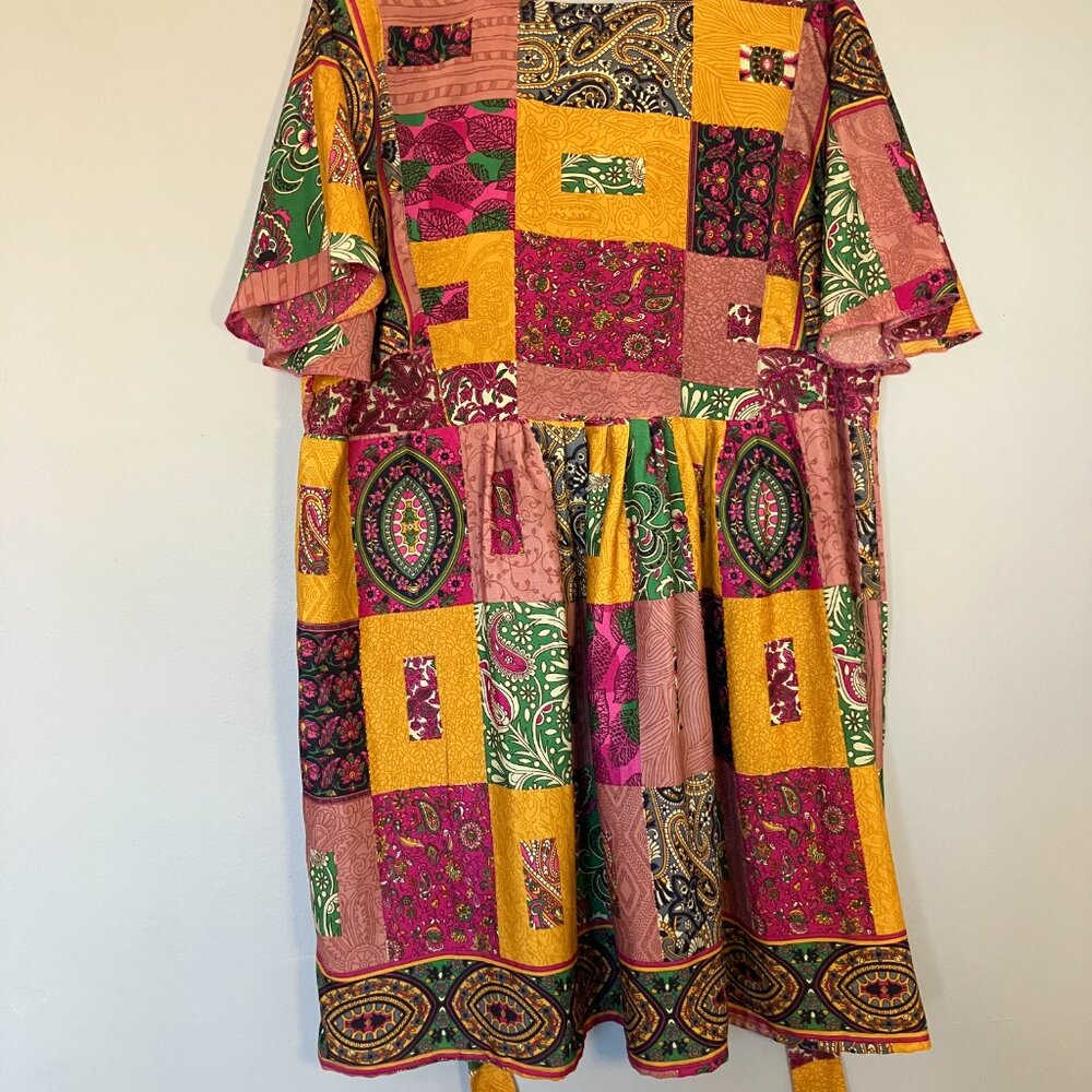 70's-style silk caftan, knee length - Picture 2 of 9